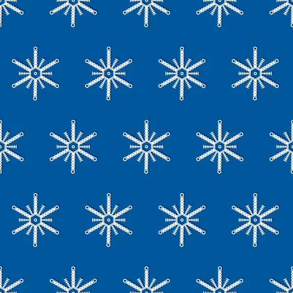 Płynny Wzór Pięknej Zimy Płatek Śniegu Biały Niebieskim Tle Ozdoba — Wektor stockowy