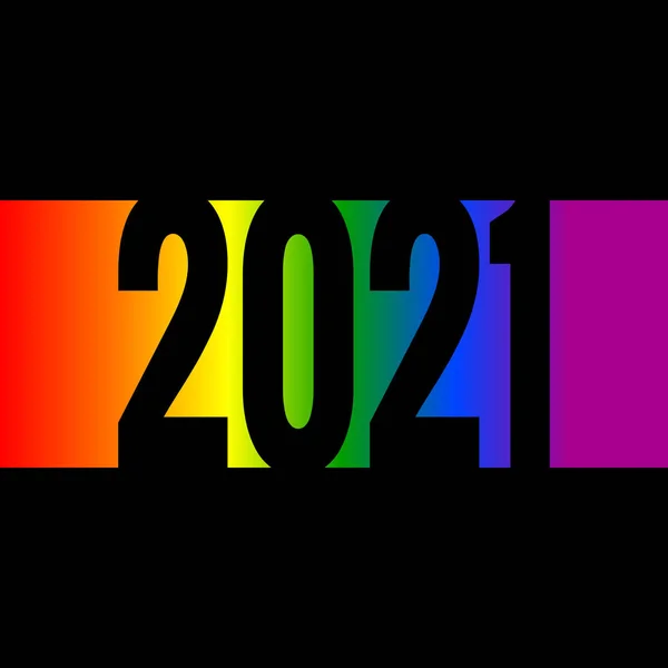 2021 Año Nuevo Texto Numeral Letras Negro Sobre Fondo Arco — Vector de stock