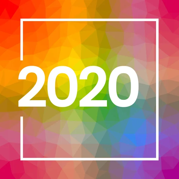 2020 Año Nuevo Texto Numeral Letras Blanco Sobre Brillante Colorido — Vector de stock