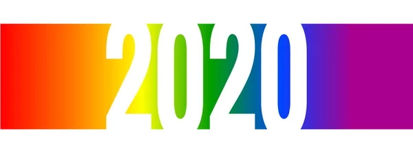 2020 Novoroční Číslicové Písmo Bílé Pestrobarevném Duhovém Pozadí Šablona Návrhu — Stockový vektor