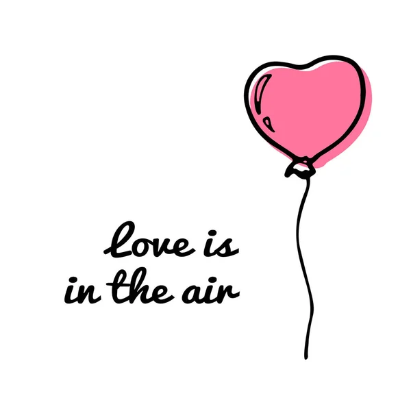 Sevgililer Günü Kartı Tasarım Konsepti Havada Yazılıdır Mürekkep Fırça Balonuyla — Stok Vektör