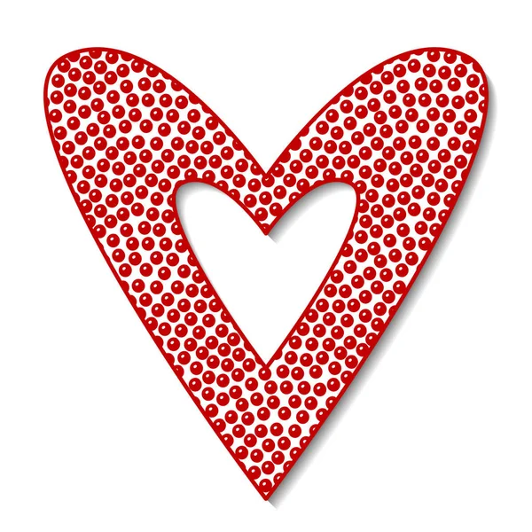 Einfaches Herz Symbol Mit Leuchtend Handgezeichneten Roten Beeren Pattern Love — Stockvektor