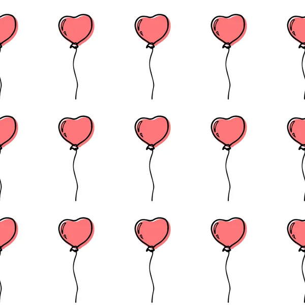 Feliz Día San Valentín Patrón Sin Costuras Con Globos Rosados — Vector de stock