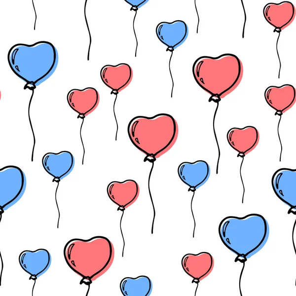 Joyeux Motif Sans Couture Saint Valentin Avec Des Ballons Bleu — Image vectorielle