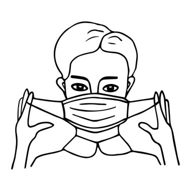 Kadın virüslere, bakterilere, gribe, kirli havaya ve bulaşıcı hastalıklara karşı koruyucu bir maske takıyor. Coronavirus Covid-19 N95 önleme. Cerrahi, hastane, sağlık, kişisel solunum cihazı.