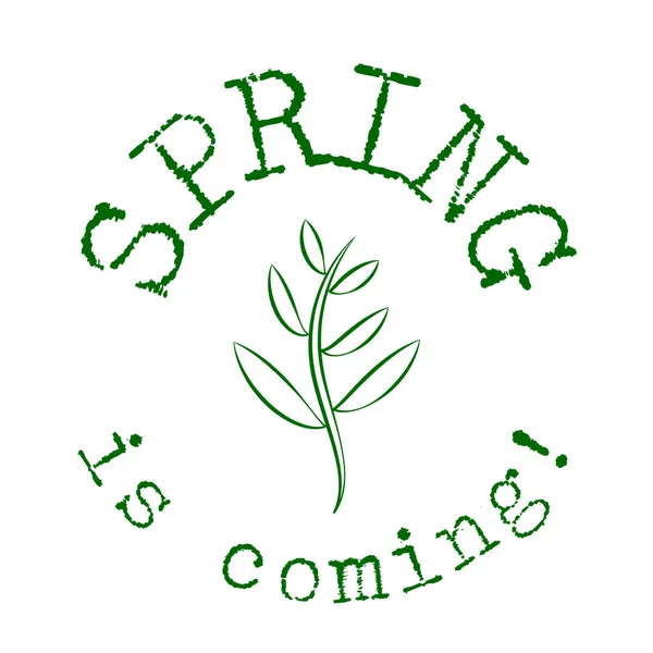 Primavera Está Llegando Inscripción Con Elementos Florales Frase Inspiradora Primavera — Vector de stock