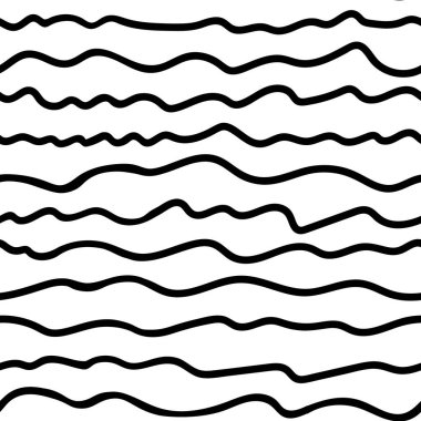 Kusursuz değişken dalgalı çizgiler yatay desen. Renkli eğriler soyut vektör arkaplanı. El çizimi kıvrımlı monokrom çizgisi. Duvar kağıdı, tekstil, ambalaj, afiş, poster, kapak için tasarım