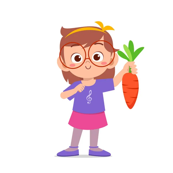 Ευτυχισμένο χαριτωμένο κορίτσι κρατώντας φρέσκα λαχανικά — Φωτογραφία Αρχείου