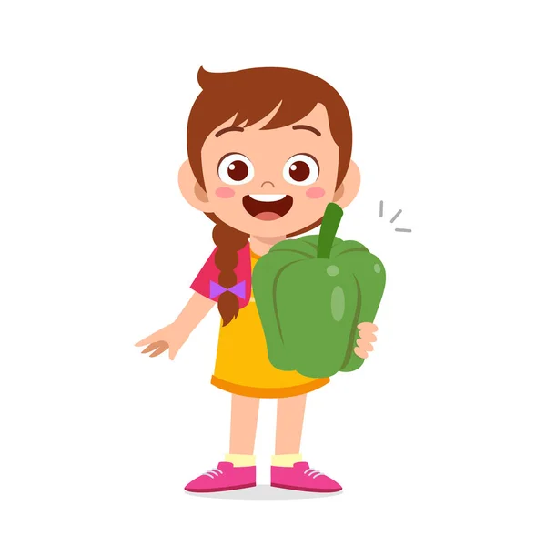 Niña linda feliz sosteniendo verduras frescas —  Fotos de Stock