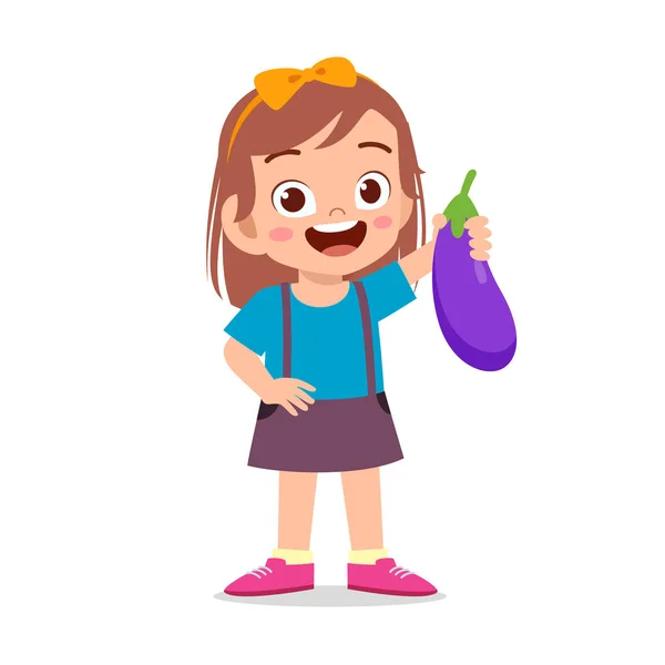 Glad söt liten flicka håller färska grönsaker — Stockfoto
