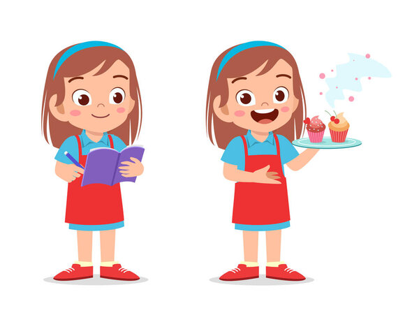 счастливая симпатичная девочка-повар на кухне
