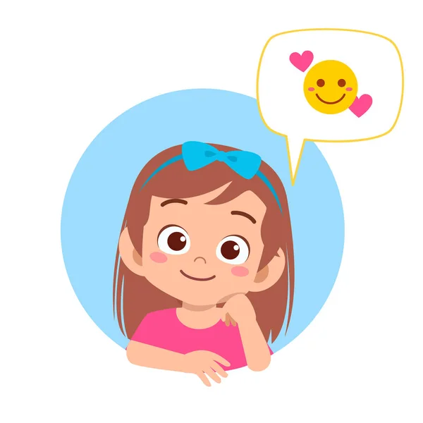 Felice ragazza carina bambino con espressione emoji — Vettoriale Stock