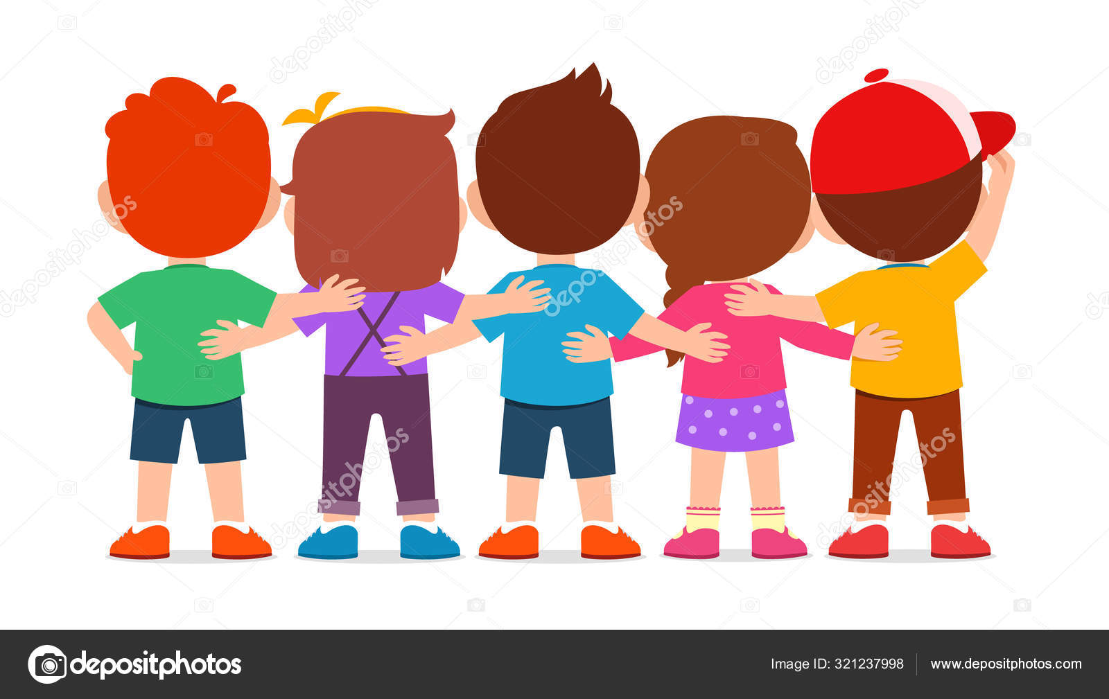 快乐可爱的男孩和女孩拥抱在一起图库矢量图©colorfuelstudio 321237998, image size:1600x1009