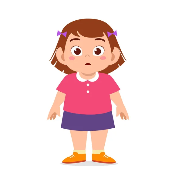快乐可爱的胖不健康的小女孩站着 — 图库矢量图片