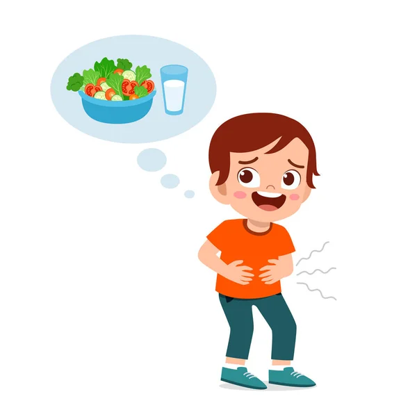 Happy cute kid hungry want to eat — Stock Illustration Happy cute kid hungry want to eat Stock Illustration
