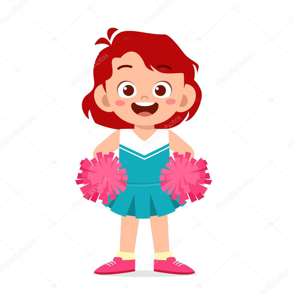 happy cute girl wear cheerleader cute uniform