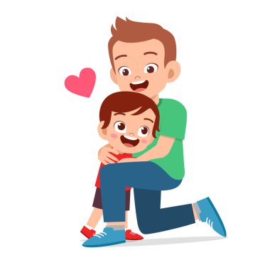Mutlu şirin çocuk kucaklayan baba sevgisi