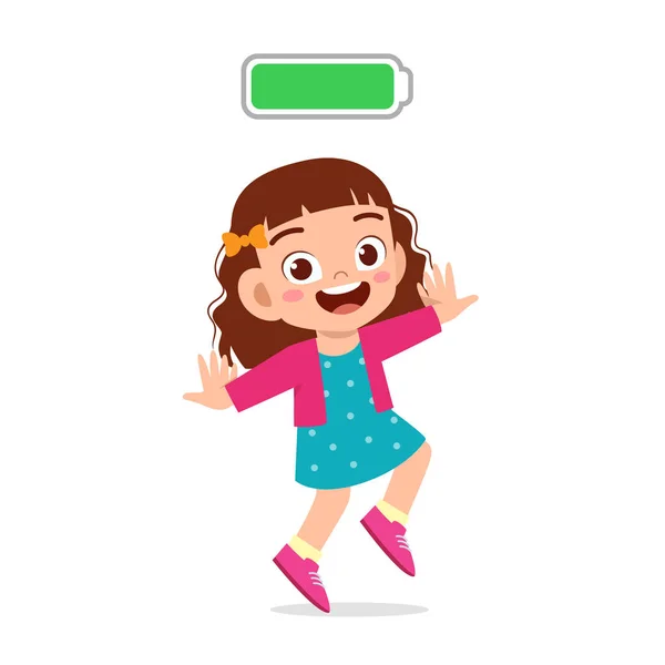 Ευτυχισμένο χαριτωμένο κοριτσάκι φρέσκο πλήρη ενέργεια — Διανυσματικό Αρχείο