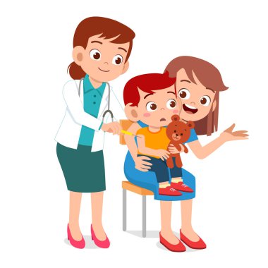 Mutlu şirin çocuk annesiyle doktora gidiyor.