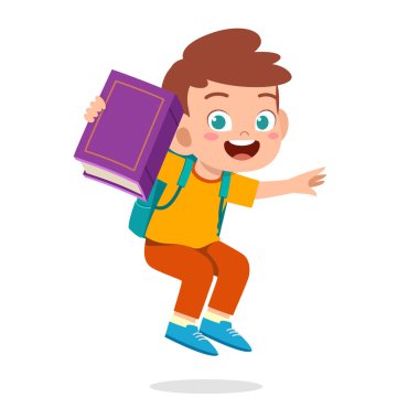 Kitabı ve kalemi olan mutlu sevimli çocuklar.