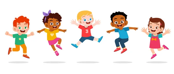 Šťastný roztomilý děti chlapec a dívka skok — Stockový vektor