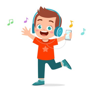 Mutlu şirin çocuk müzik dinle.