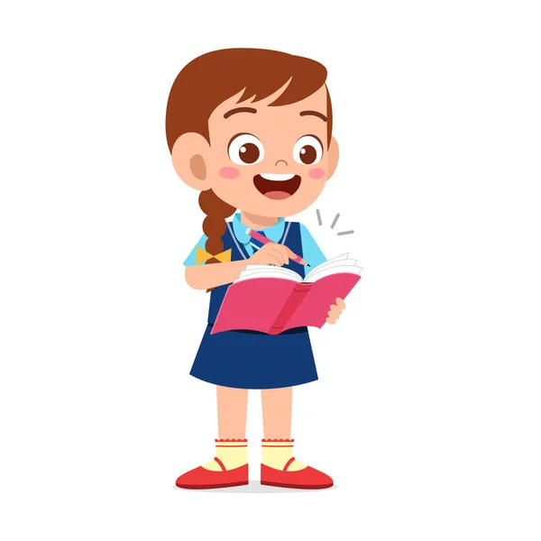 Niña linda feliz listo para ir a la escuela — Archivo Imágenes Vectoriales