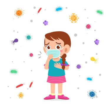 üzgün şirin kız öksürük maskesi