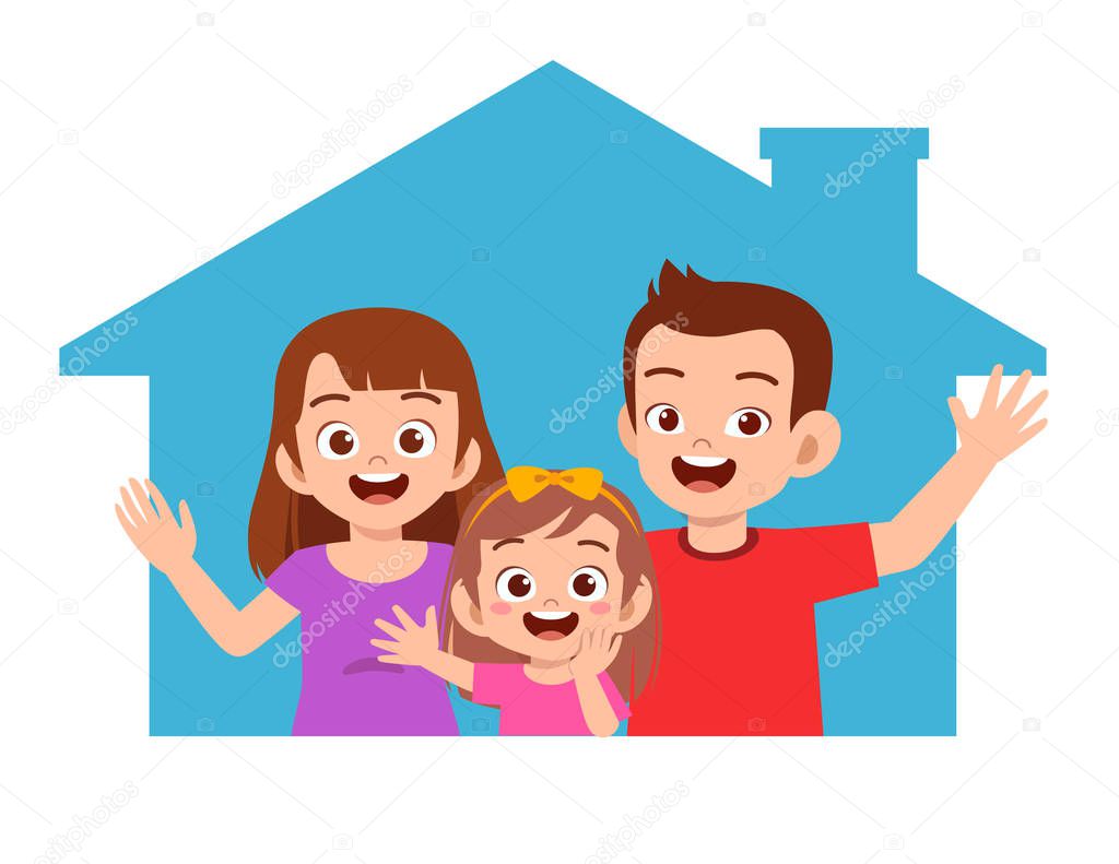 Happy cute kid girl with parent together