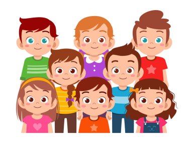 Mutlu şirin çocuklar, kız ve erkek birlikte gülümser.