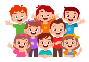 Mutlu şirin çocuklar, kız ve erkek birlikte gülümser.