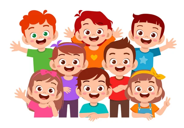 Happy cute kids boy and girl smile together — Stock Vector