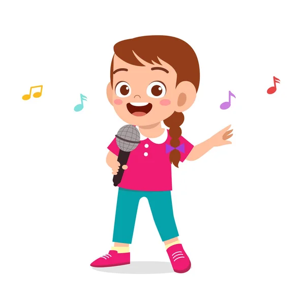 Feliz linda niña cantar una canción — Archivo Imágenes Vectoriales
