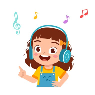 Mutlu şirin kız. İyi müzik dinle.