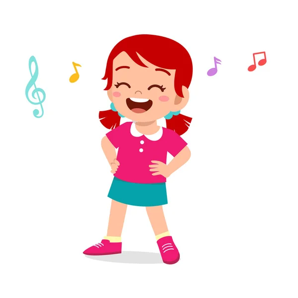 Счастливая симпатичная девочка танцует под музыку — стоковый вектор