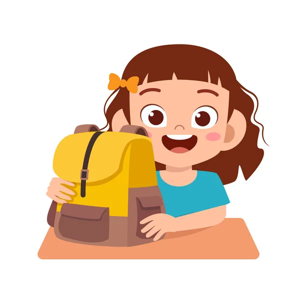 Happy cute kid girl study with smile — Stock Vector