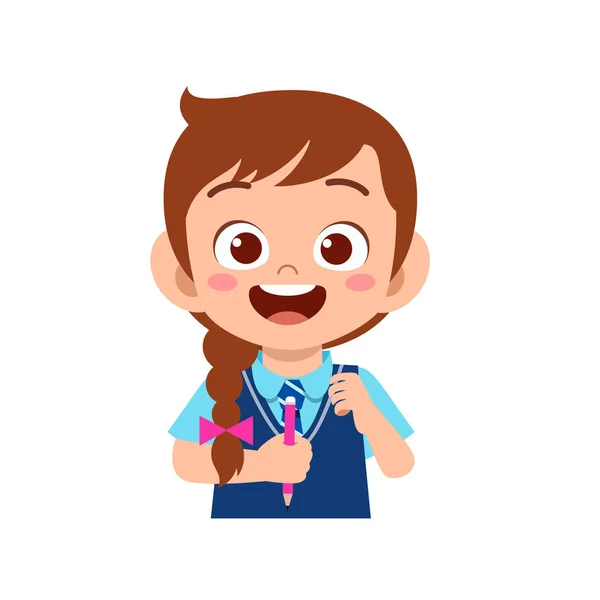 Feliz lindo niño chica estudio con sonrisa — Vector de stock