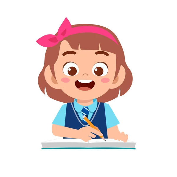 Happy cute kid girl study with smile — Stock vektor