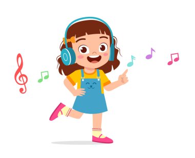 Mutlu şirin kız müzik dinle.