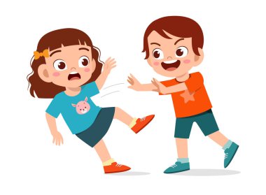 sad cute kid get bullied by friend