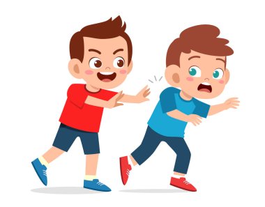 sad cute kid get bullied by friend