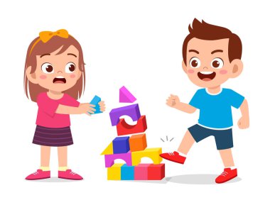 sad cute kid get bullied by friend