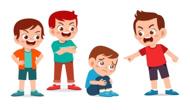 sad cute kid get bullied by friend