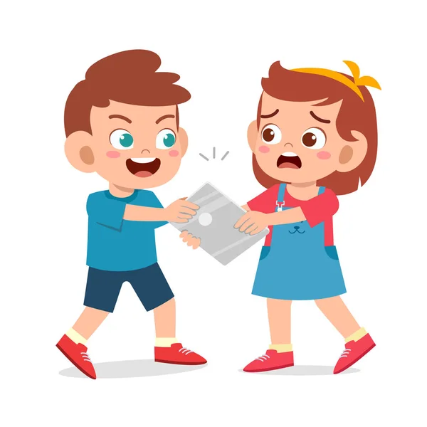 Sad cute kid get bullied by friend — Stock Vector