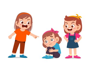 Çocuk kız diğer arkadaşa kötü davranır.