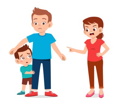 Anne, çocuk babasından korktuğu için kızgın.