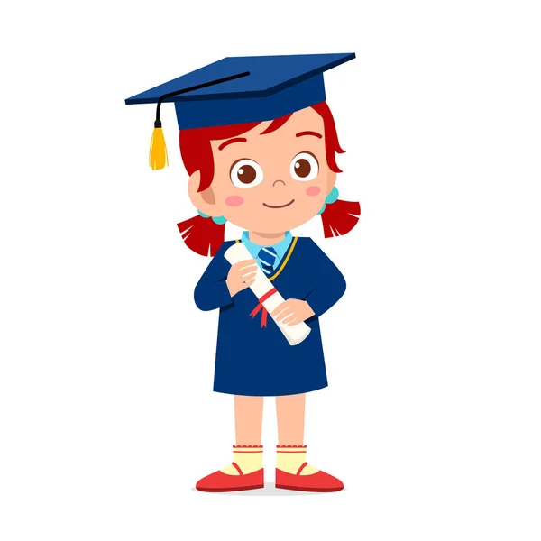 Glad söt liten flicka examen från skolan — Stock vektor