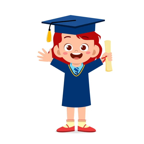 Happy cute little kid girl graduate from school — Stock Vector