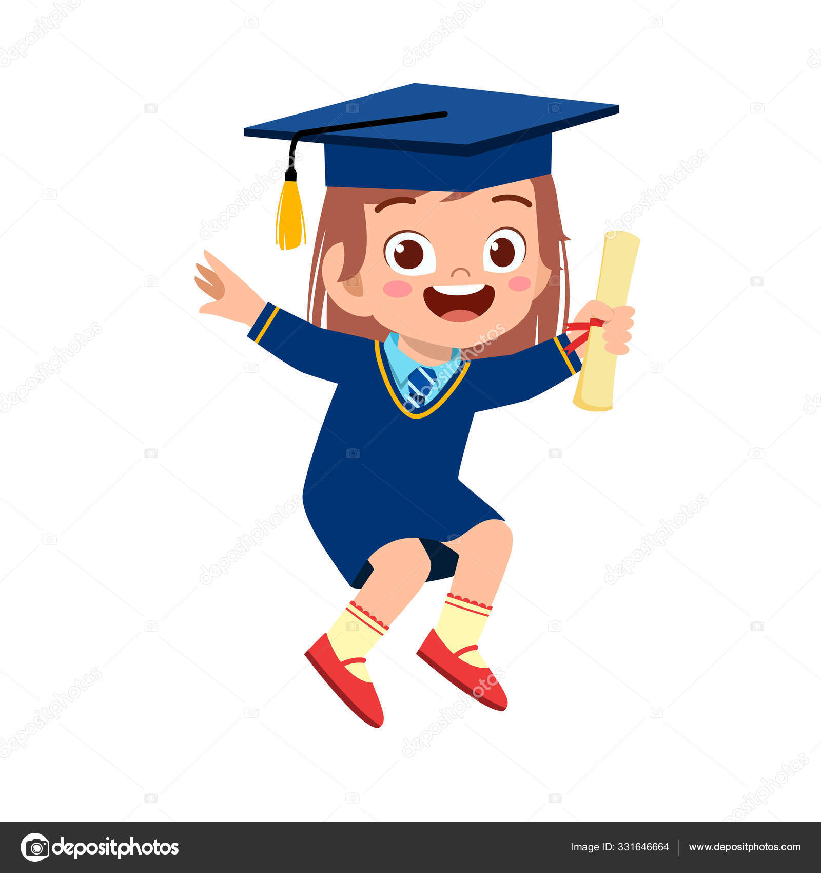Happy cute little kid girl graduate from school Stock Vector Image by  ©colorfuelstudio #331646664
