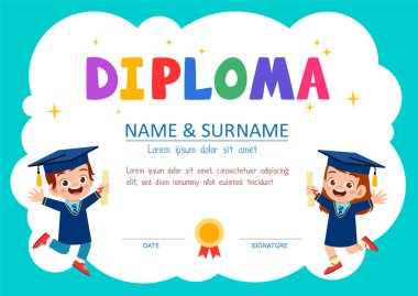 Okul öğrencileri için sevimli diploma sertifikası şablonu